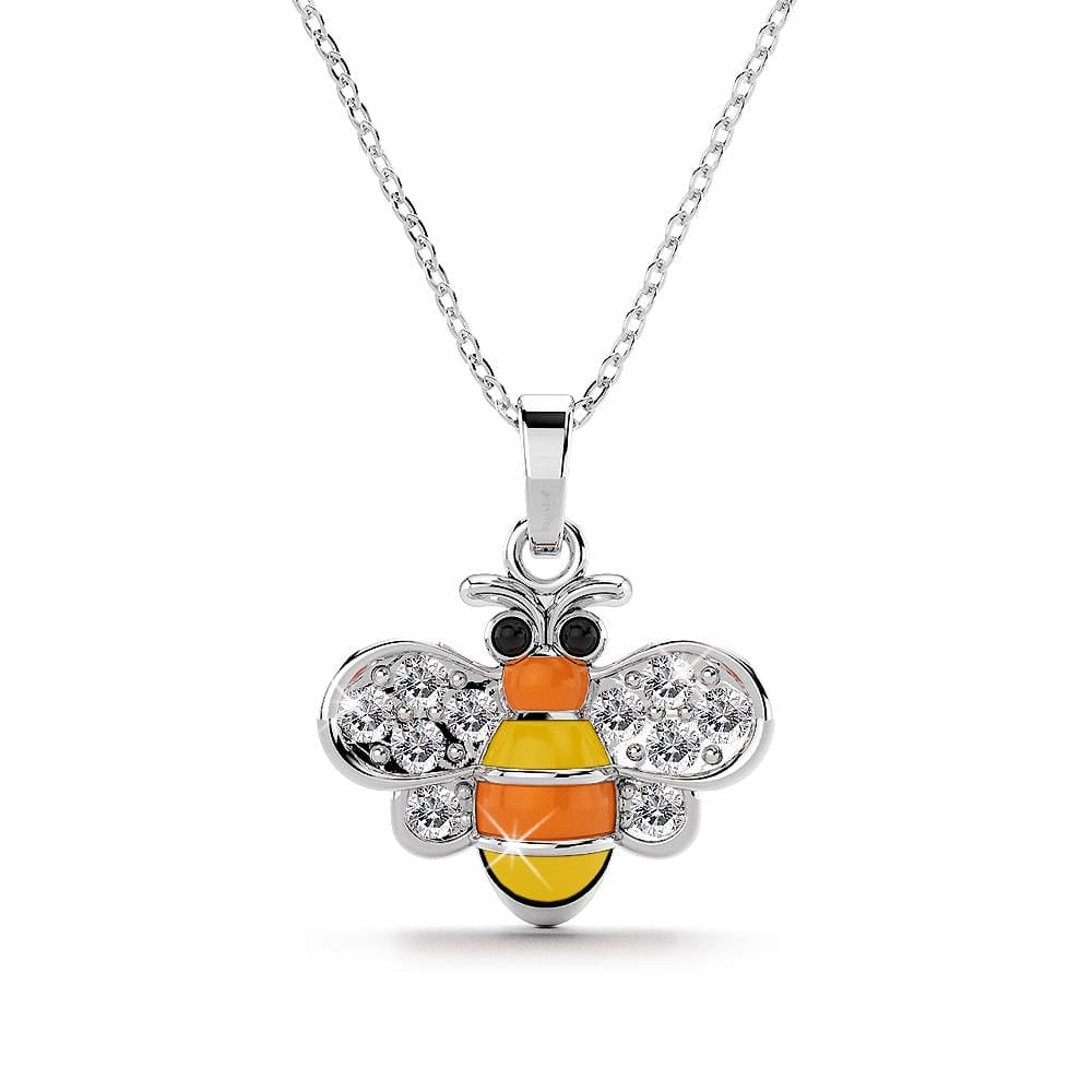 Bumblebee Crystal Necklace White Gold Layered Jewellery