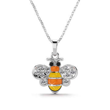 Bumblebee Crystal Necklace White Gold Layered Jewellery