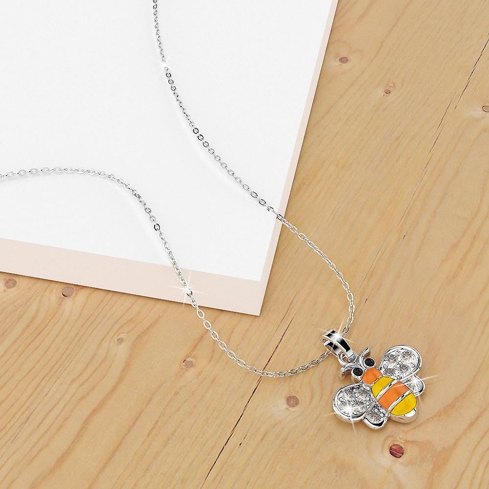 Bumblebee Crystal Necklace White Gold Layered Jewellery
