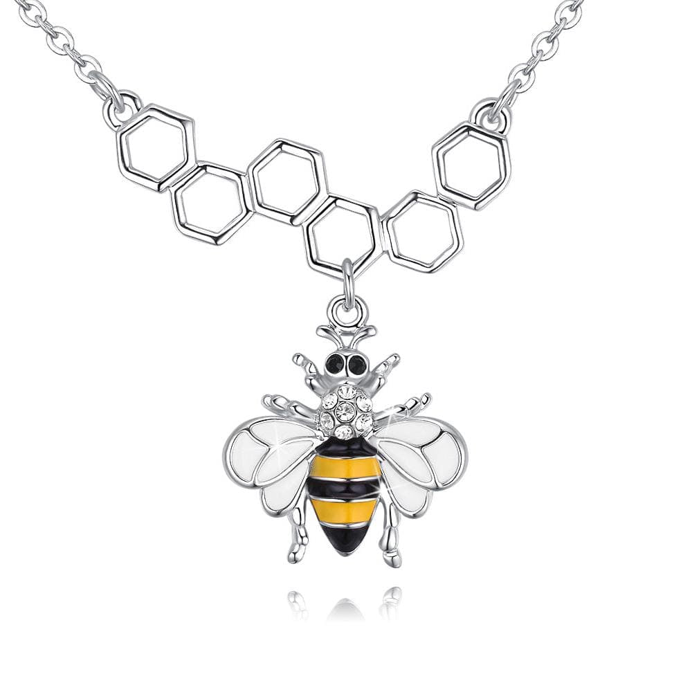 Honeycomb Bee Crystal Necklace