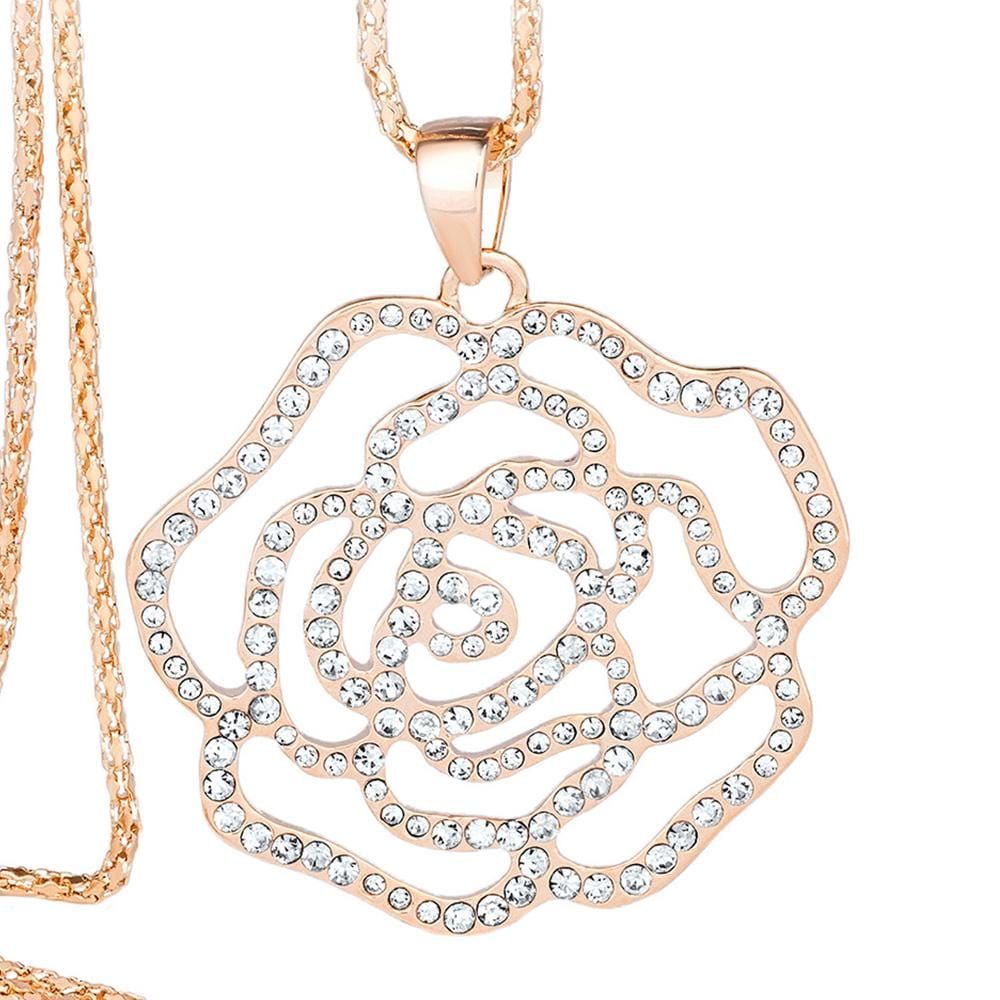 Rose Blossom Long Necklace Clear Embellished with Swarovski¬Æ crystals