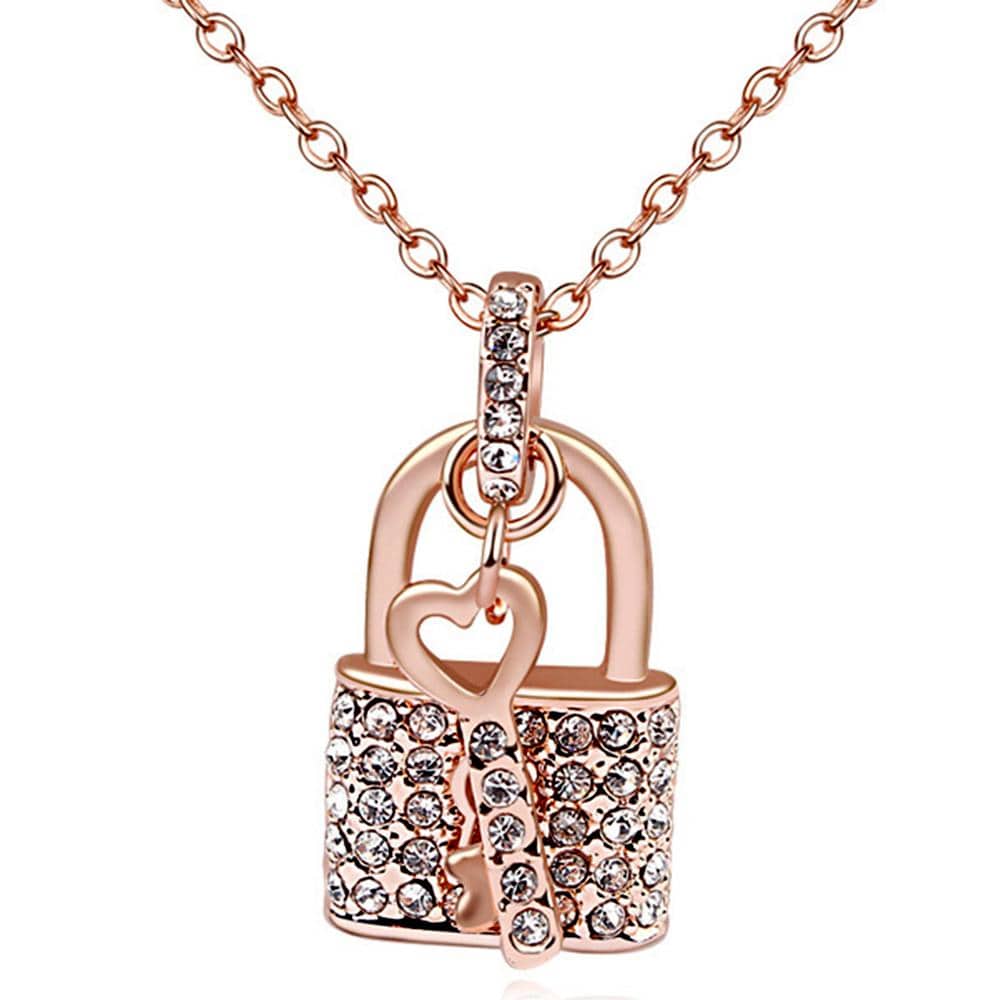 Padlock and Key Necklace Embellished with Swarovski¬Æ crystals