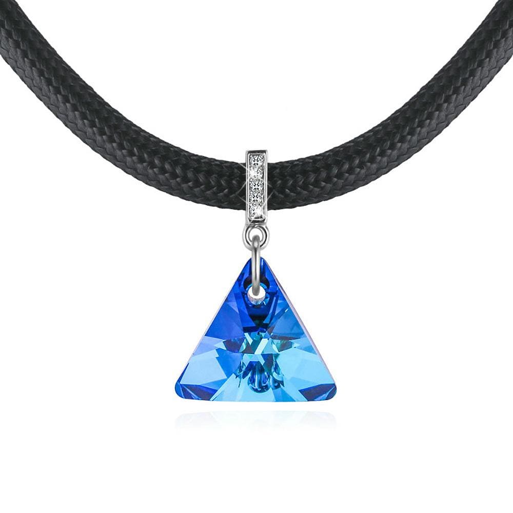 Trigon Capri Blue Necklace Embellished with Swarovski  crystals