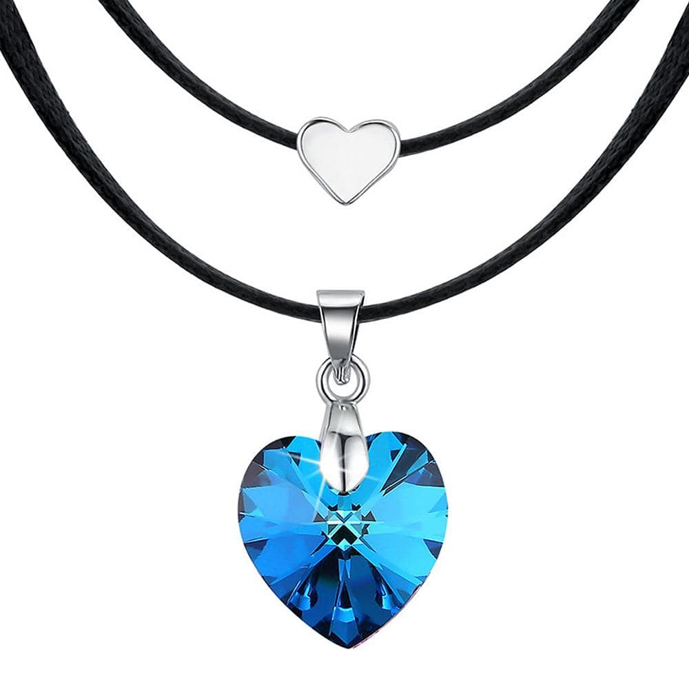 Love To Bermuda Blue Heart Necklace Embellished with Swarovski  crystals