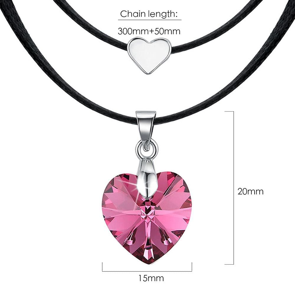 Love To Indian Pink Heart Necklace Embellished with Swarovski¬Æ crystals