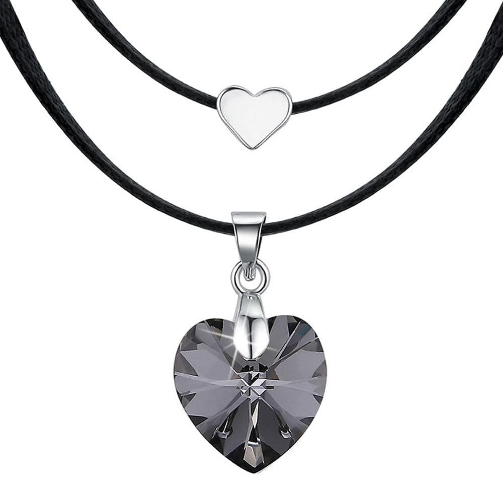 Love To Silver Night Heart Necklace Embellished with Swarovski¬Æ crystals