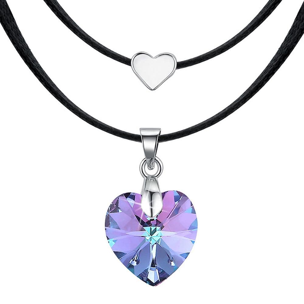 Love To Vitral Light Heart Necklace Embellished with Swarovski  crystals