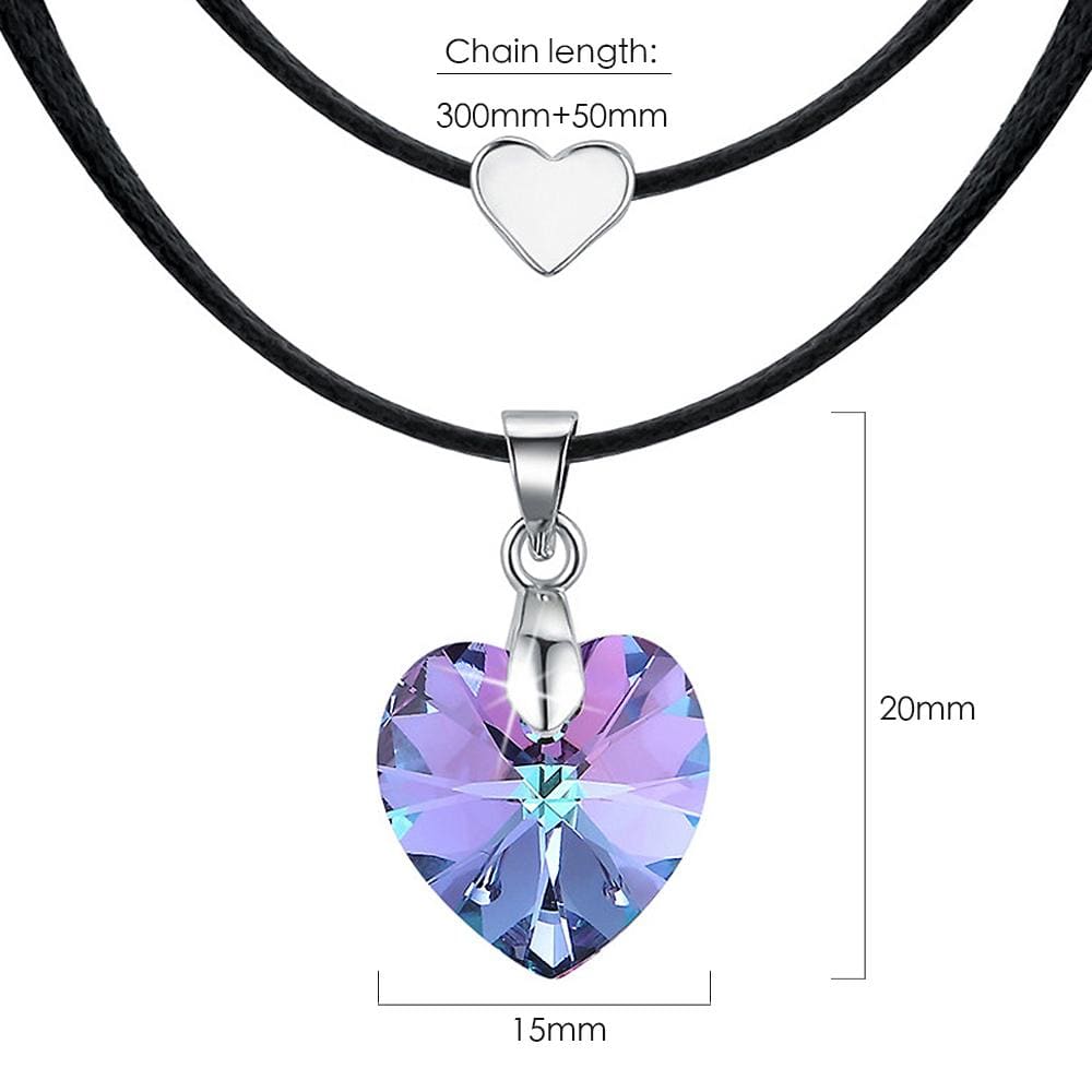 Love To Vitral Light Heart Necklace Embellished with Swarovski  crystals