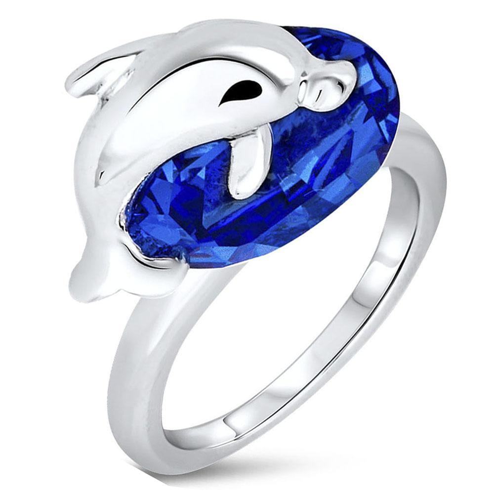 Dolphin Blue Ring Embellished With SWAROVSKI¬Æ Crystals
