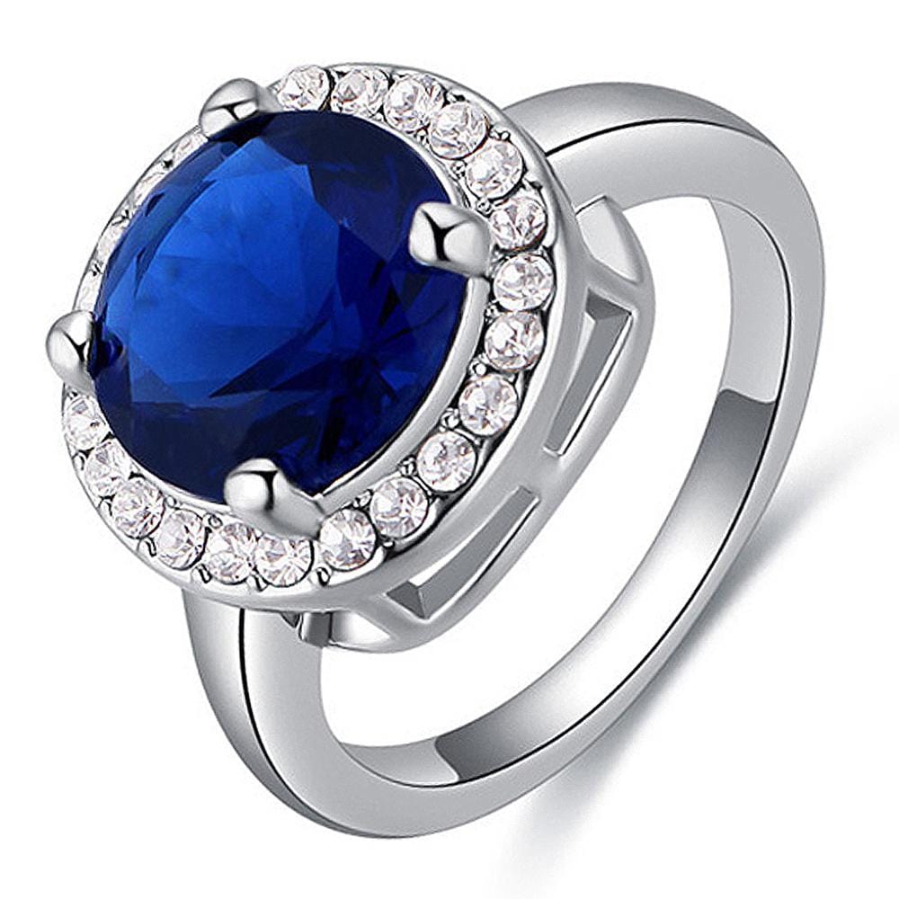 Sapphire Halo Ring Embellished With SWAROVSKI¬Æ Crystals