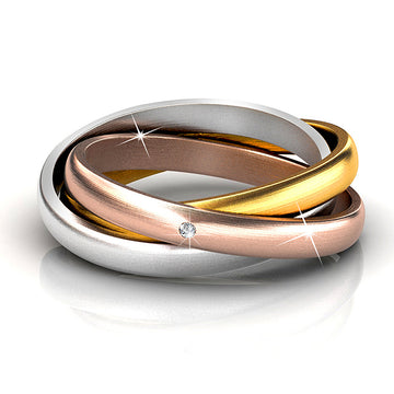 Forever Love Tri Tone Ring Embellished with  Swarovski® Crystals