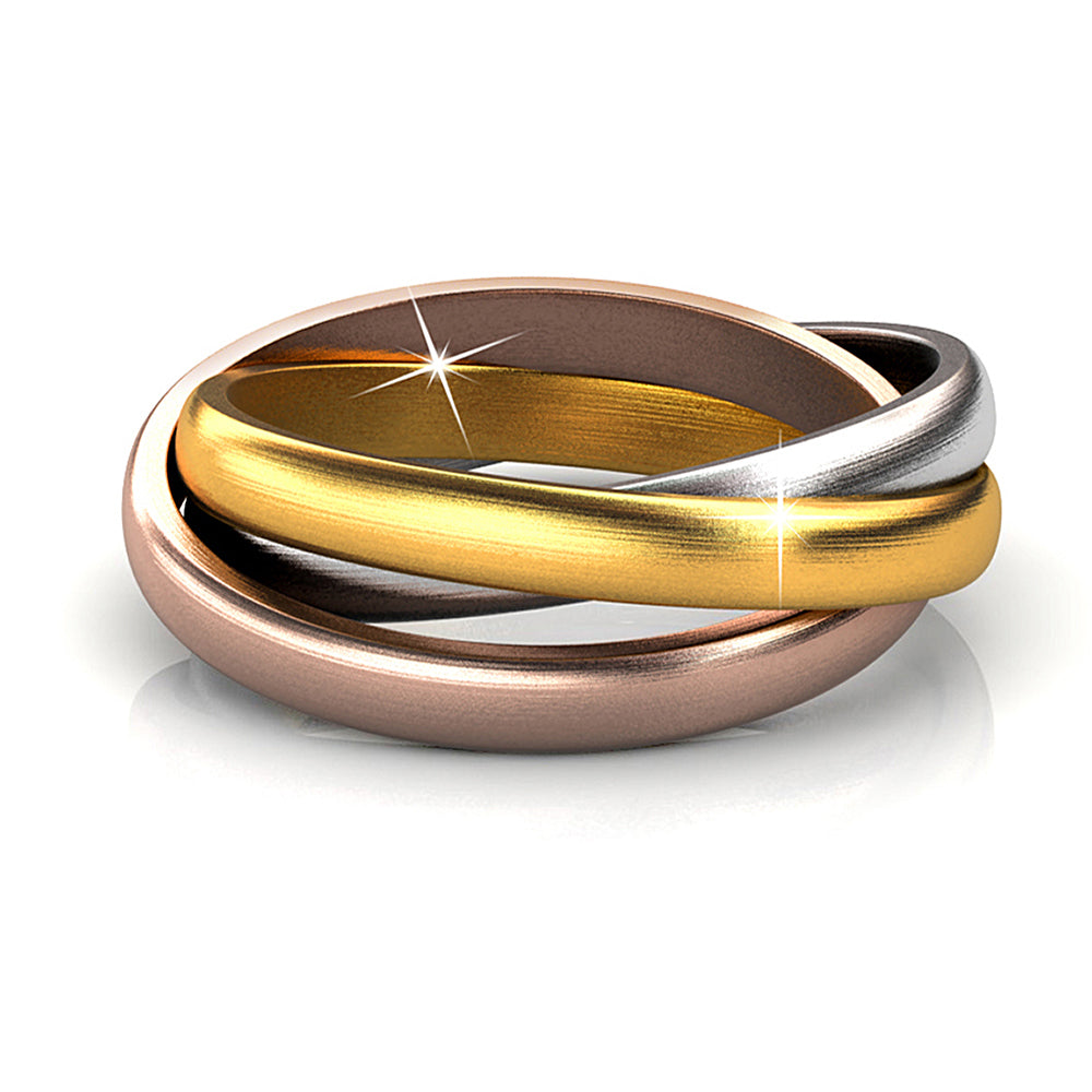 Forever Love Tri Tone Ring Embellished with  Swarovski® Crystals