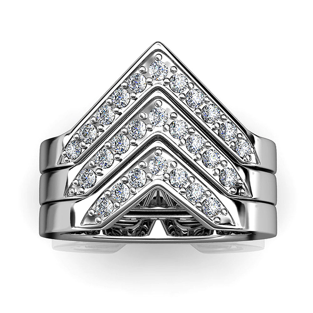 3pc V Cocktail Ring Embellished with  Swarovski® Crystals