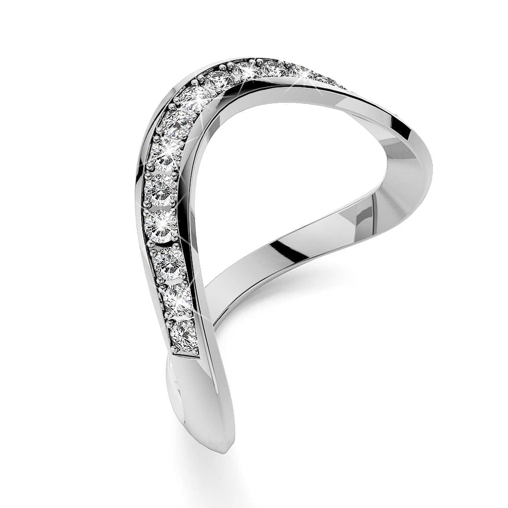 Contortion Ring Embellished with  Swarovski® Crystals White Gold