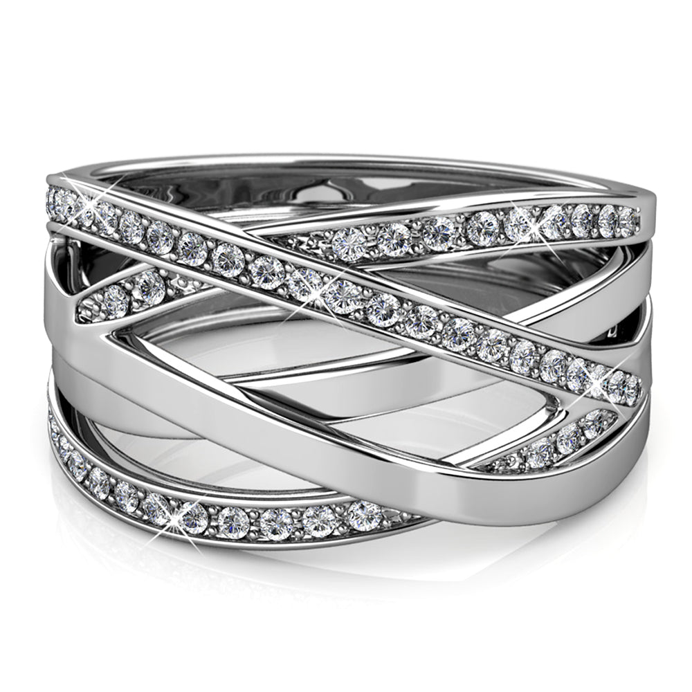 Beatrice Criss Cross Ring Embellished with  Swarovski® Crystals