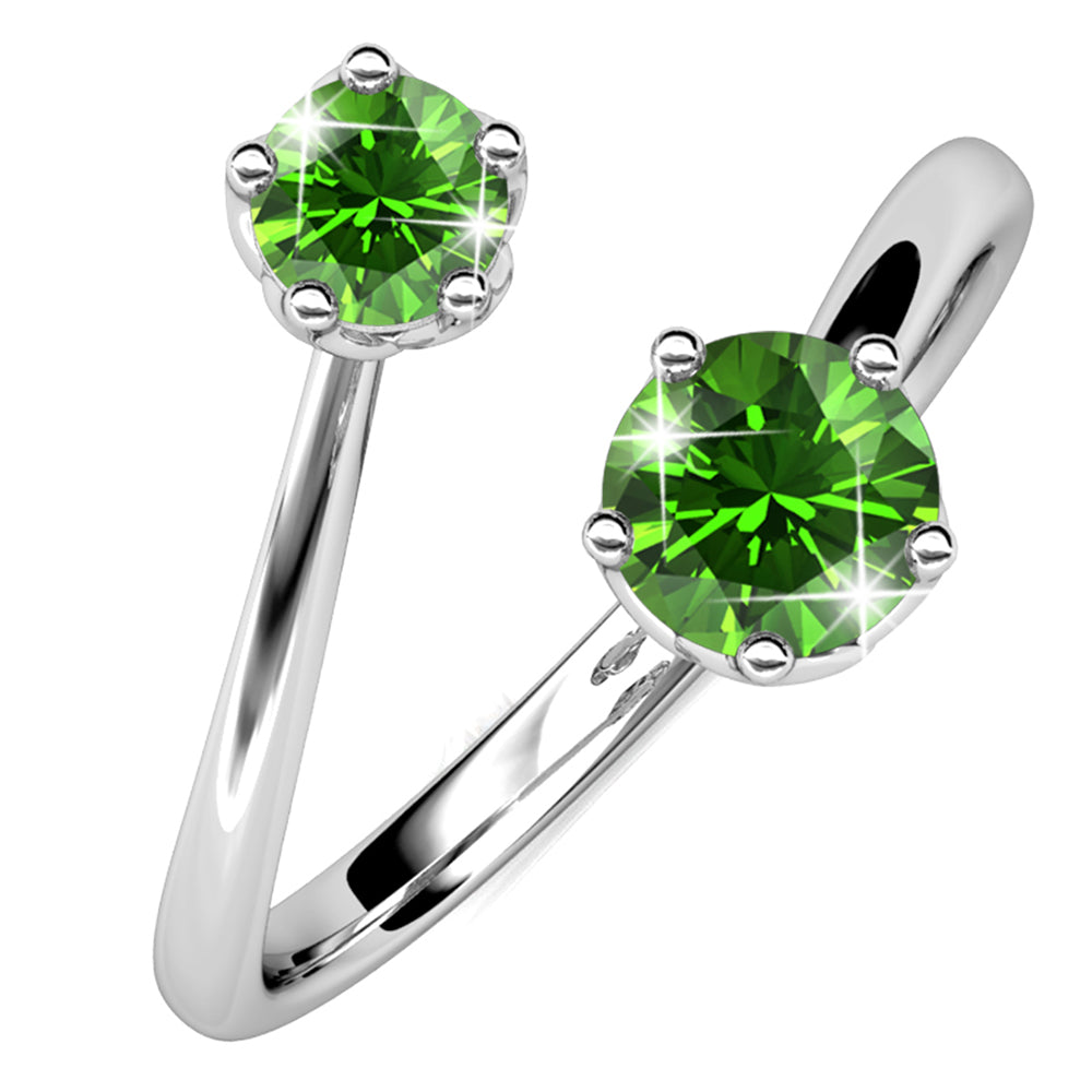 Split Green Personality Ring Embellished with  Swarovski® Crystals