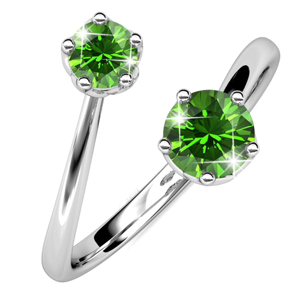 Split Green Personality Ring Embellished With SWAROVSKI® Crystals - 1