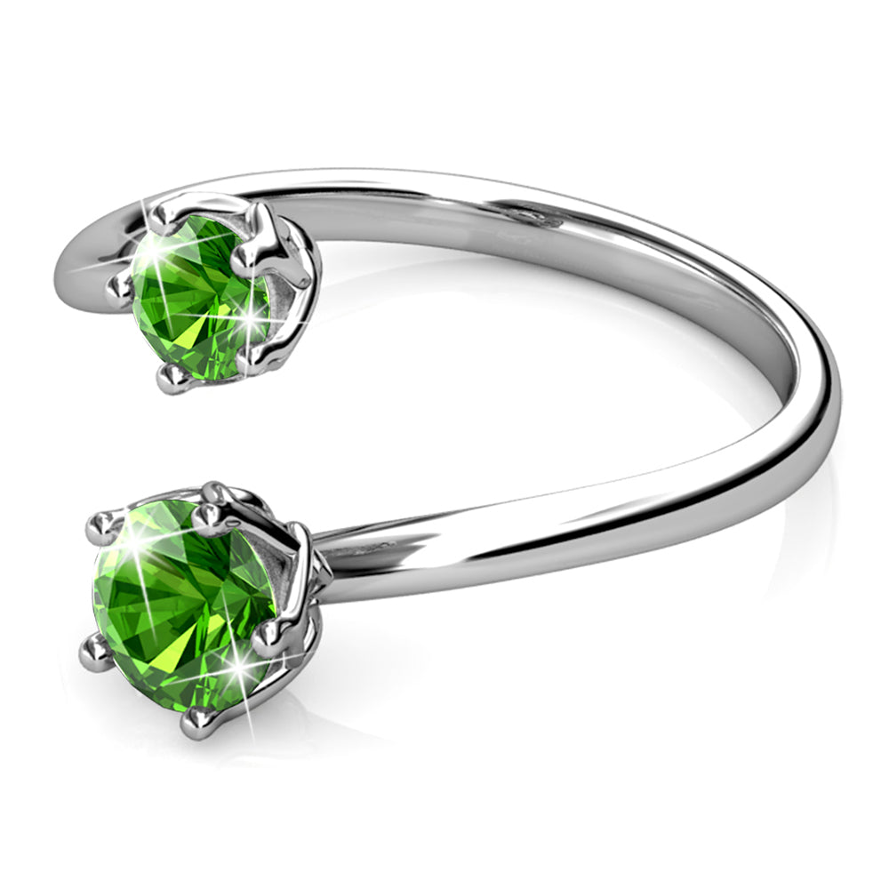 Split Green Personality Ring Embellished With SWAROVSKI® Crystals - 1