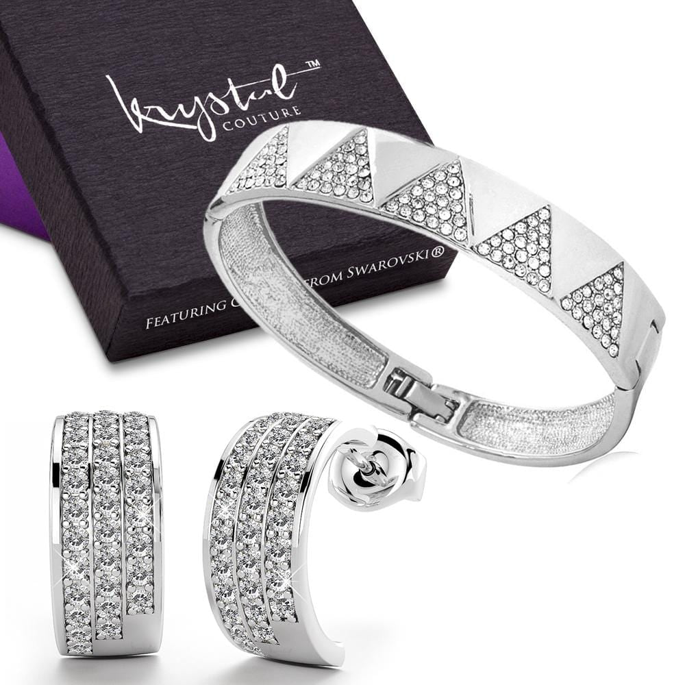 Boxed Geometric Bangle Set Embellished with Swarovski® Crystals
