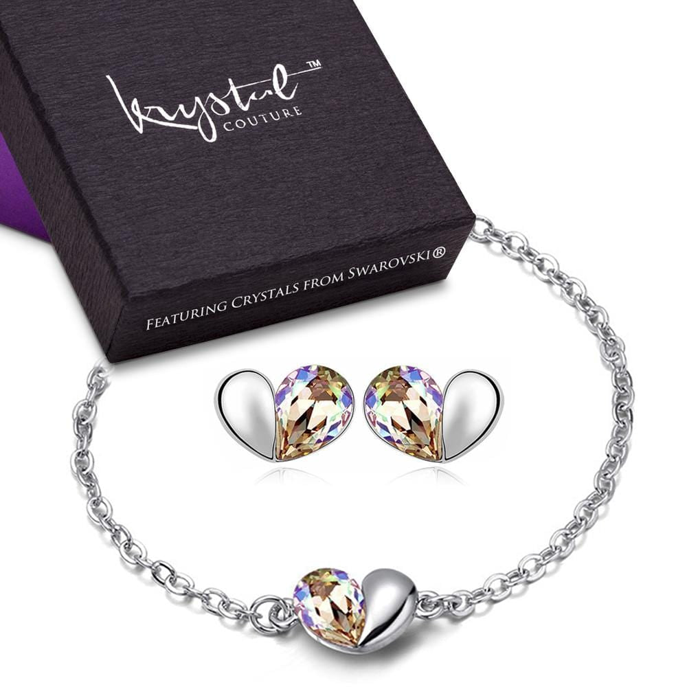 Heart 2 Heart Cosmic Gold Bracelet and Earrings Set Embellished with Swarovski crystals - Brilliant Co