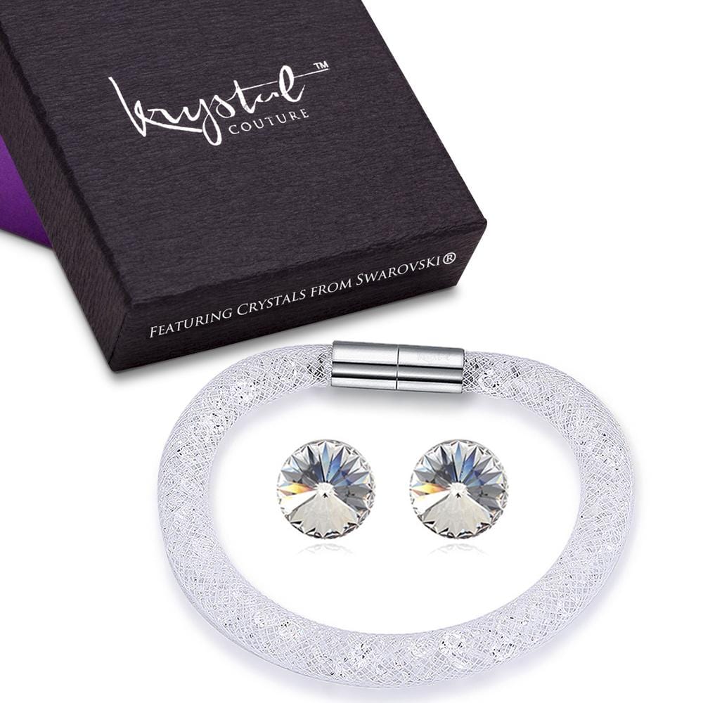 Stardust Single Bracelet and Earrings Set Clear Embellished with Swarovski crystals - Brilliant Co