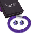 Boxed Stardust Single Bracelet and Earrings Set Purple Embellished with Swarovski  crystals