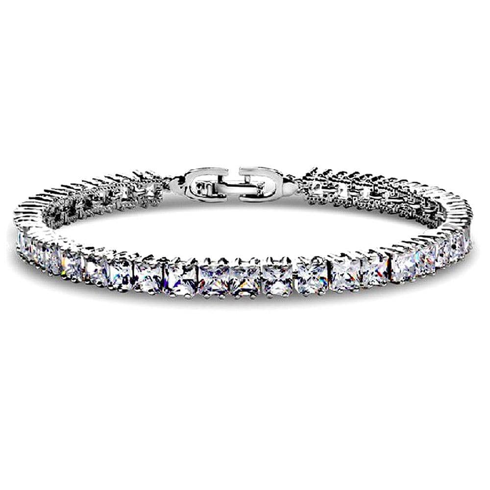 Princess Cut Tennis Bracelet and Earrings Set Embellished with Swarovski crystals - Brilliant Co