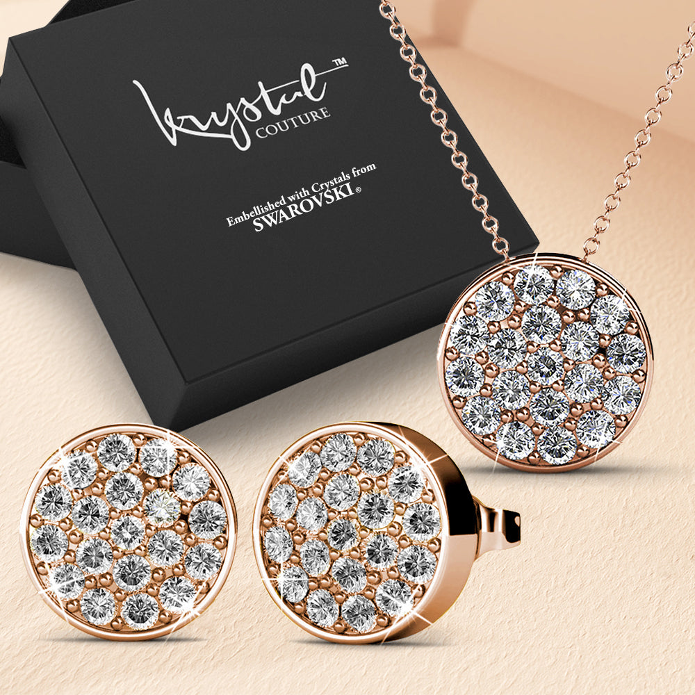 Boxed Pave Necklace and Earrings Set Embellished with SWAROVSKI® Crystals