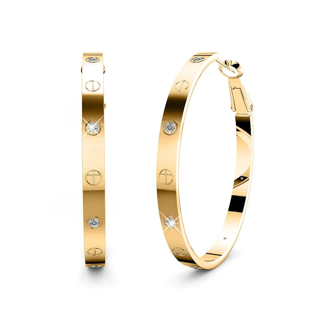 Tri-Tone Hoops Boxed Set Embellished with Swarovski crystals - Brilliant Co