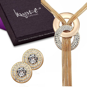 Horizons Long Necklace Set Embellished with Swarovski crystals - Brilliant Co