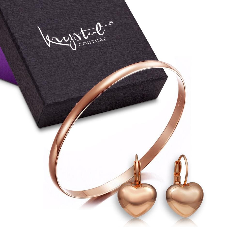 Boxed 2 Pieces Bangle Set In Rose Gold Plated