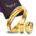 Boxed Angel Textured Earrings And Bangle Set In Gold