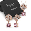 Boxed Flower Blush Jewellery Set Embellished with Swarovski Crystal in Rose Gold