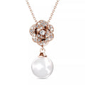 Boxed Flower Blush Jewellery Set Embellished with Swarovski Pearl in Rose Gold