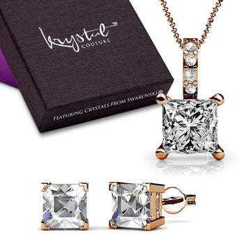 Boxed Necklace And Earrings Set Embellished with Swarovski crystals - Brilliant Co