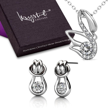 Boxed Swarovski Crystal Necklace And Earrings Set - Brilliant Co