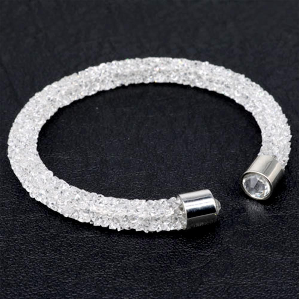 Boxed Lady In White Bangle And Earrings Set Embellished with Swarovski® Crystals