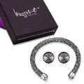 Boxed Lady In Black Bangle And Earrings Set Embellished with Swarovski® Crystals