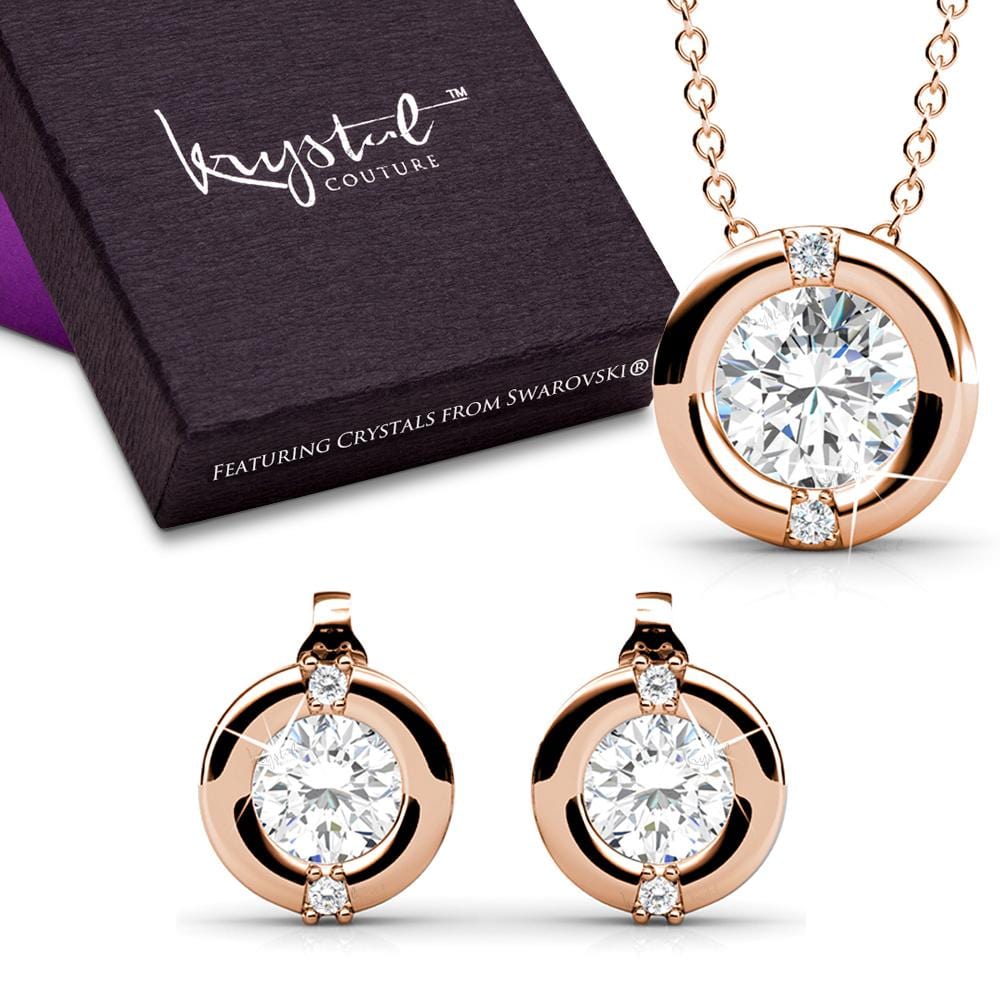 Millionaire Circle Necklace And Earrings Set Embellished with Swarovski crystals - Brilliant Co