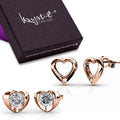 Duo Heart Earrings Set Embellished with Swarovski crystals - Brilliant Co