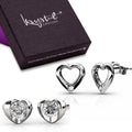 Duo Heart Earrings Set Embellished with Swarovski® crystals - Brilliant Co