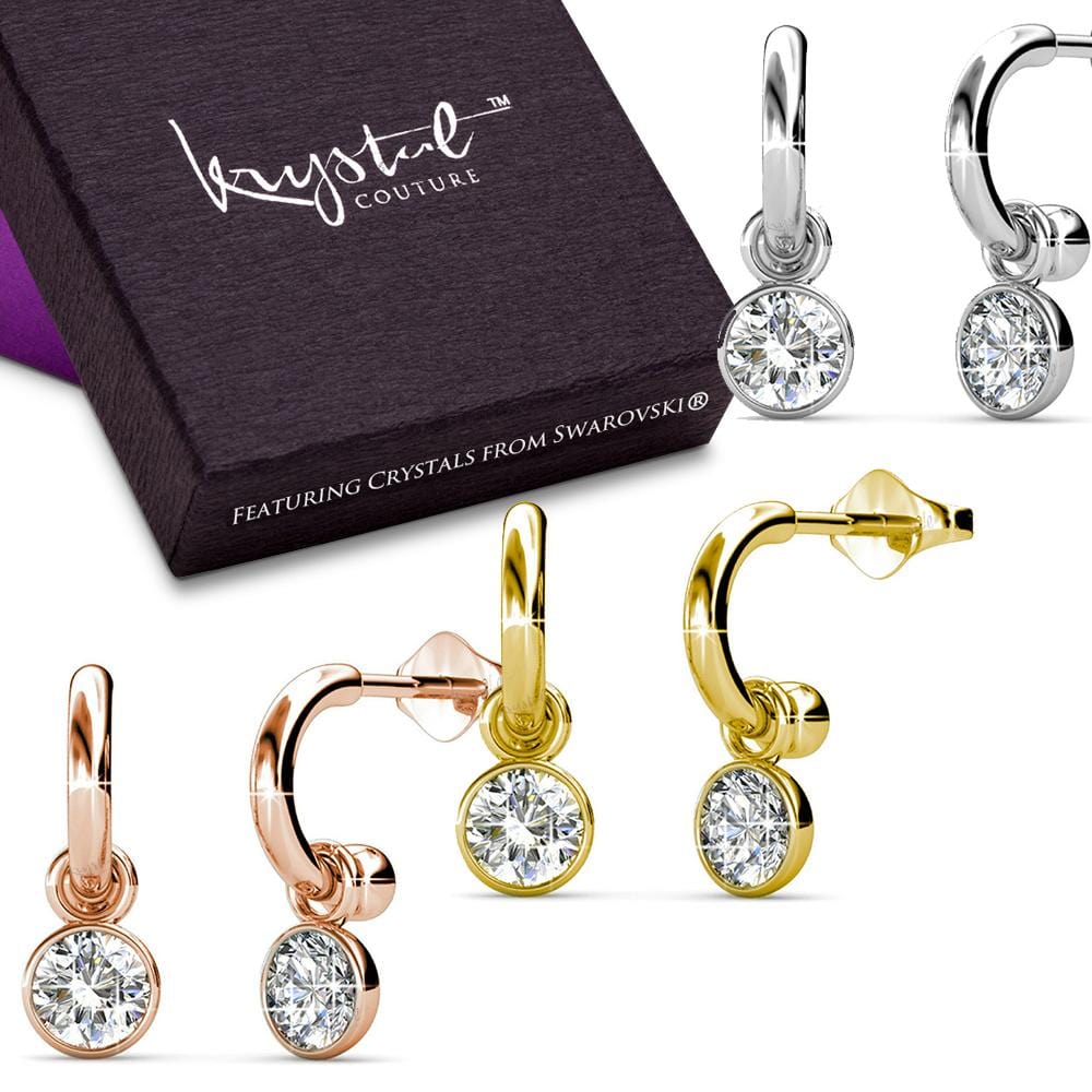 Boxed Round Bezel Drop Earrings Set Embellished with Swarovski¬¨√Ü crystals - Brilliant Co