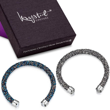 Boxed 2 Pairs Ignite Crystals Bangle Set Embellished with Swarovski® crystals