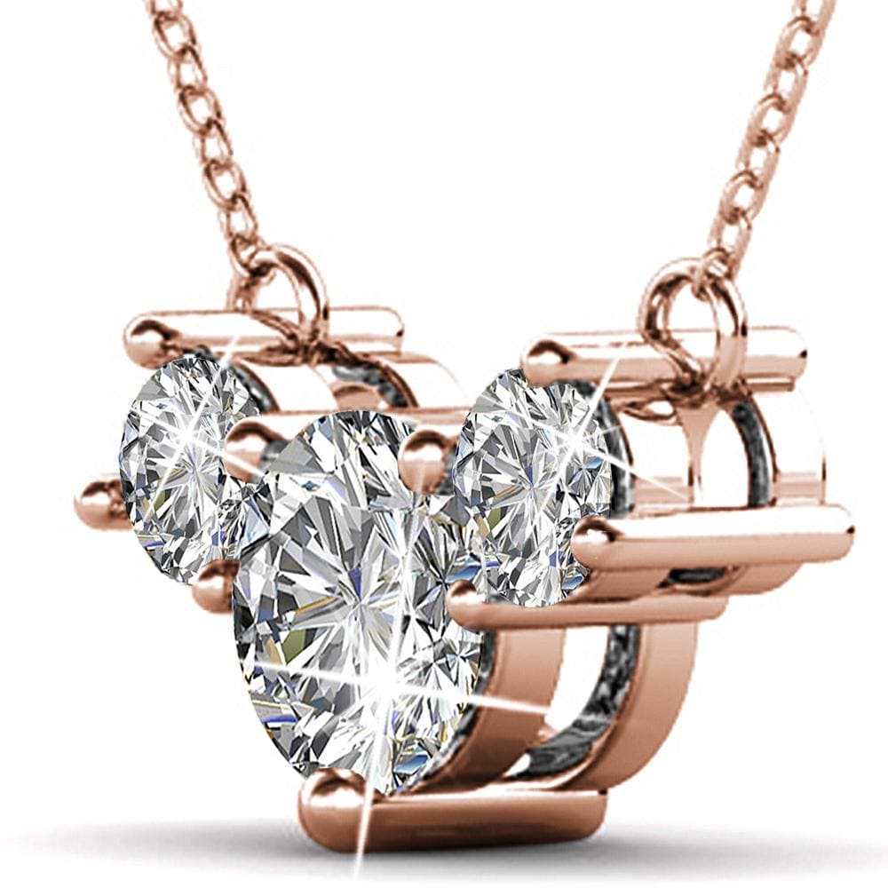 Boxed Brilliant Trilogy Necklace And Earrings Set Embellished with Swarovski crystals - Brilliant Co