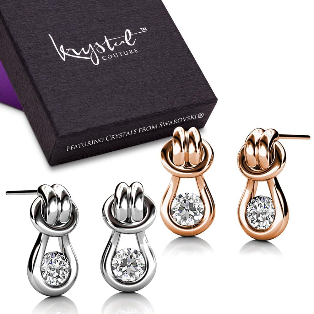 Boxed 2 Pairs Endulge Earrings Set Embellished with Swarovski crystals - Brilliant Co