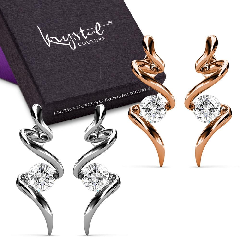 Boxed 2 Pairs Serpent Earrings Set Embellished with Swarovski crystals - Brilliant Co