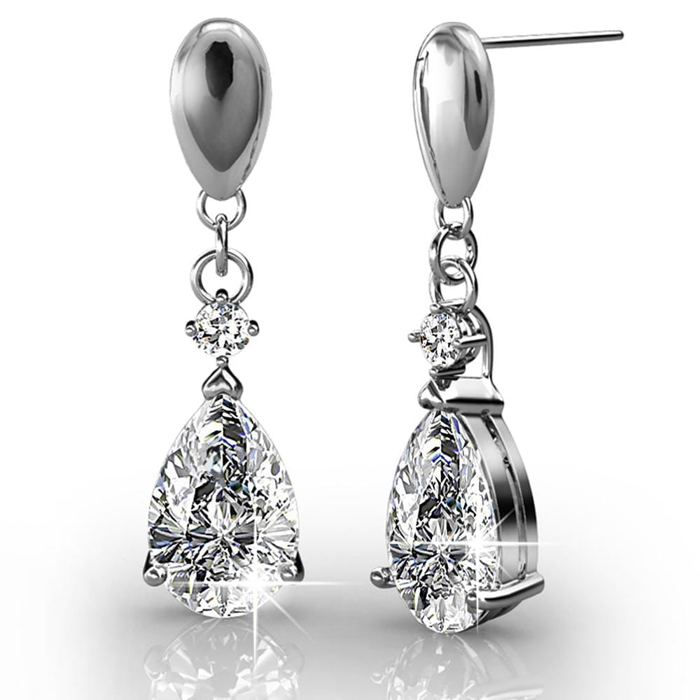Boxed 2 Pairs Anastacia Drop Earrings Set Embellished with Swarovski crystals - Brilliant Co