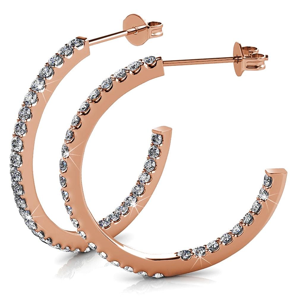 Boxed 2 Pairs Flirty Pose Hoop Earrings Set Embellished with Swarovski crystals - Brilliant Co