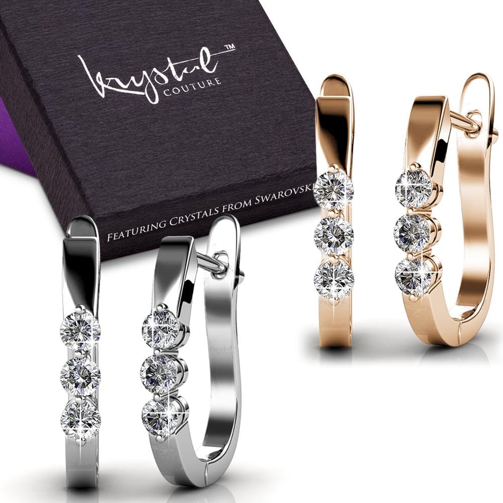 Boxed 2 Pairs Hoop Earrings Set Embellished with Swarovski® crystals - Brilliant Co