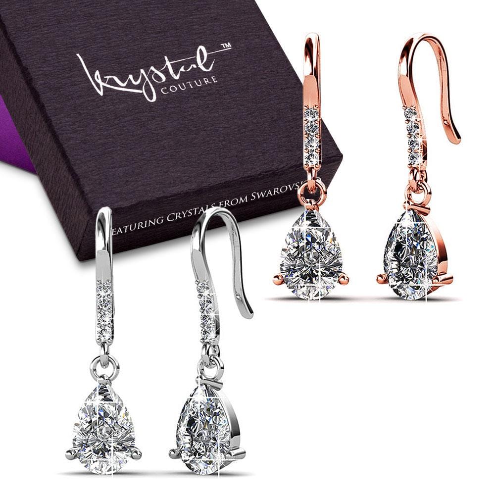 Boxed 2-Pairs Pretty Pea Earrings Set Embellished with Swarovski crystals - Brilliant Co
